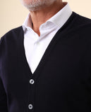 Dark Blue Cardigan 100% Merino Wool