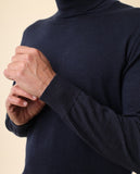 Camisola Gola Alta 100% Lã Merino em Azul Escuro