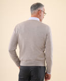 Light Beije V Neck Sweater 100% Merino Wool