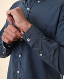 Camisa Casual 100% Algodón en Azul Oscuro