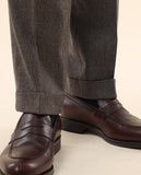 Dark Brown Classic Trousers Soft Slim 100% Wool