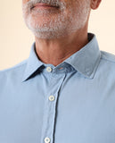 Camisa Casual 100% Algodão em Azul