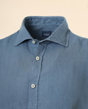 Camisa Casual 100% Lino en Azul