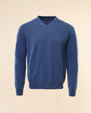 Camisola Decote em V 100% Algodão em Azul
