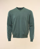 Green V Neck Sweater 100% Cotton