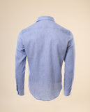 Camisa Casual 100% Linho em Azul