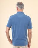 Polo Jersey Manga Curta em Azul