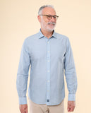 Camisa Casual 100% Algodão em Azul Claro