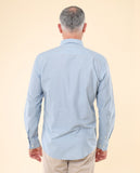 Camisa Casual 100% Algodão em Azul Claro