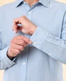 Camisa Casual 100% Algodão em Azul Claro