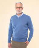 Blue V Neck Sweater 100% Cotton