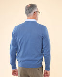 Camisola Decote em V 100% Algodão em Azul