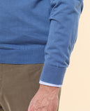 Camisola Decote em V 100% Algodão em Azul