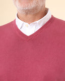 Camisola Decote em V 100% Algodão em Cor-de-rosa Claro