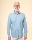 Camisa Casual 100% Algodão em Azul
