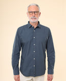 Camisa Casual 100% Algodão em Azul Escuro