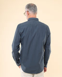 Camisa Casual 100% Algodão em Azul Escuro