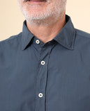 Camisa Casual 100% Algodão em Azul Escuro