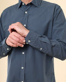 Camisa Casual 100% Algodão em Azul Escuro