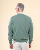 Green V Neck Sweater 100% Cotton
