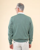 Green V Neck Sweater 100% Cotton