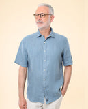Camisa Casual 100% Lino en Azul