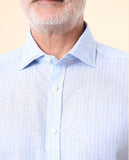Camisa Casual 100% Lino en Azul