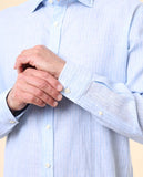 Camisa Casual 100% Lino en Azul