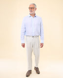 Light Grey Regular Chino Trousers 100% Linen