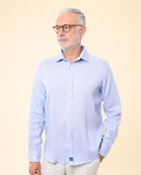 Camisa Casual 100% Linho em Azul