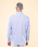 Camisa Casual 100% Linho em Azul