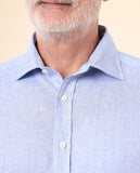 Blue Casual Shirt 100% Linen