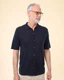 Camisa Casual 100% Algodão em Azul Escuro
