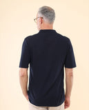 Camisa Casual de Malha 100% Algodão em Azul Escuro