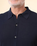 Camisa Casual de Malha 100% Algodão em Azul Escuro