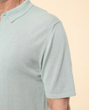 Camisa Casual de Malha 100% Algodão em Verde Claro