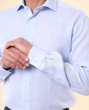 Camisa Clássica 100% Linho em Azul Claro