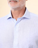 Camisa Clássica 100% Linho em Azul Claro