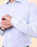 Camisa Clássica 100% Linho em Azul Claro