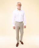 Pantalón Regular 100% Lana Virgem en Beige Claro
