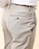 Pantalón Regular 100% Lana Virgem en Beige Claro
