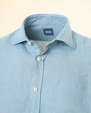 Camisa Casual 100% Linho em Azul