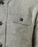 Camisa Casual 100% Linho em Verde Seco