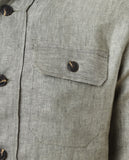 Camisa Casual 100% Linho em Verde Seco