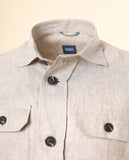 Camisa Casual 100% Linho em Bege Claro