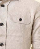 Camisa Casual 100% Linho em Bege Claro