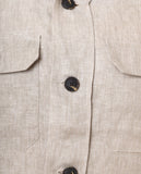 Camisa Casual 100% Linho em Bege Claro