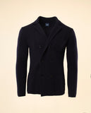 Casaco de Malha 100% Lã Merino em Azul Escuro