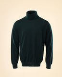 Camisola Gola Alta 100% Lã Merino em Verde Escuro