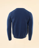 Camisola Decote em V 100% Caxemira em Azul